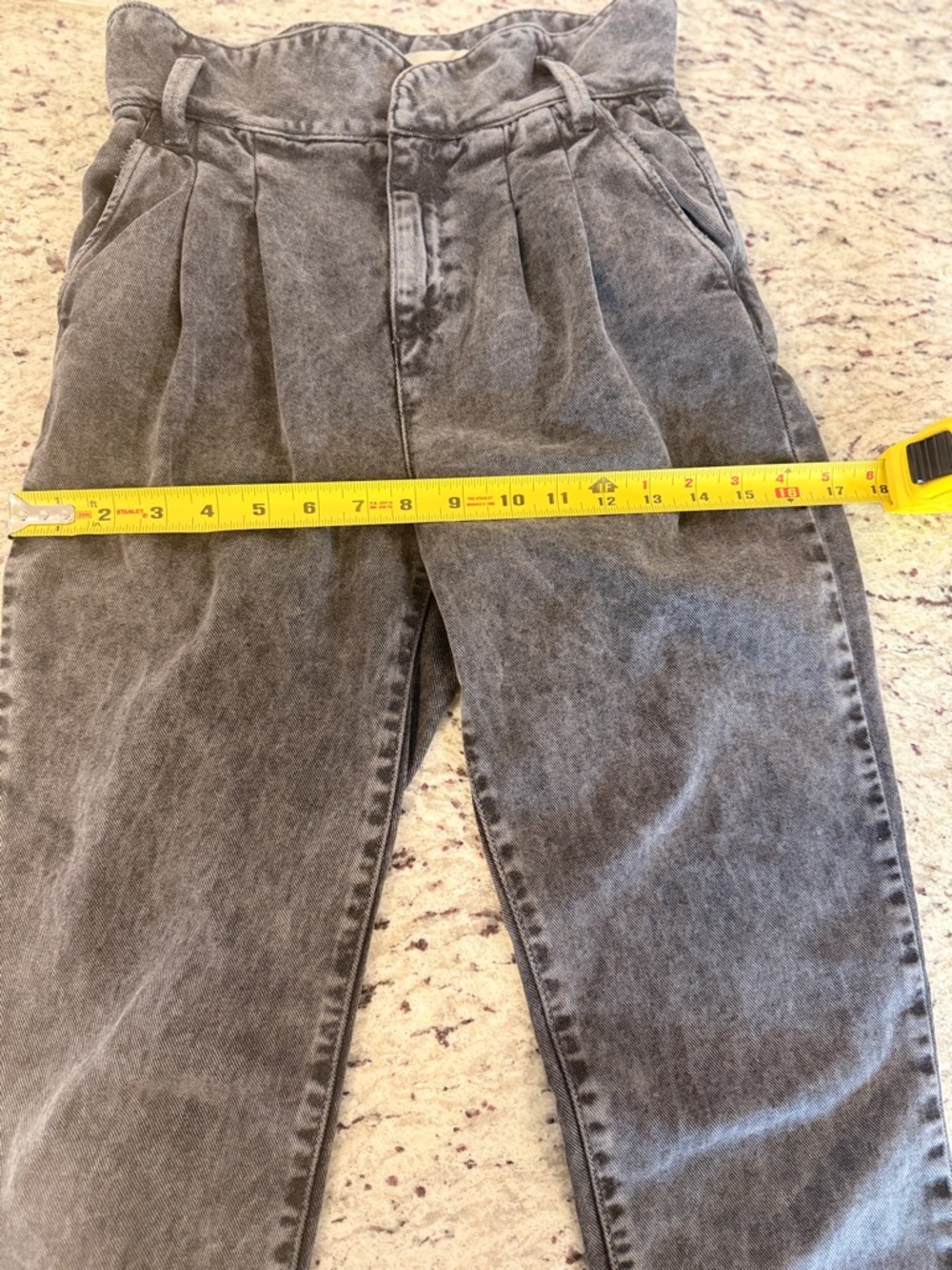 Sezane Austin Paperbag Waist Jeans Gray High Rise Pleated - Size 32 EU/US 0 - Picture 7 of 10